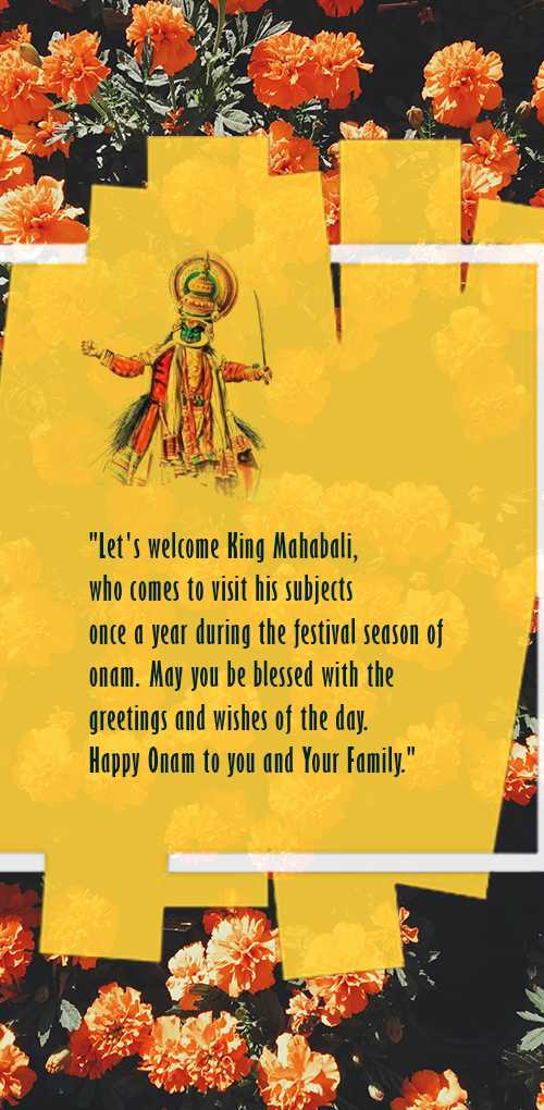 onam wishes - Lets welcome king of mahabali who comes to visit his his subjects once a year during the festival se...