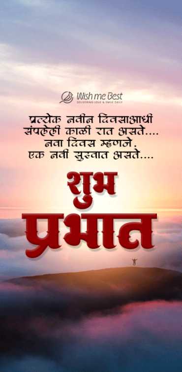 good morning wishes - Pratyek anvin diwasaadhi sampleli kali rat aste, nava diwas mahnje ek navi suruvat aste