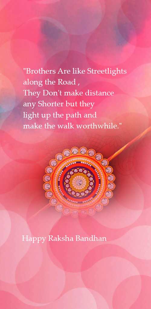 raksha bandhan wishes - Brothers are like streetlights along the road,They dont't make distance any shorter but they light u...